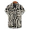 Men's Casual Shirt Abstract Geometric Print Button Up Shirt - Noir 5XL