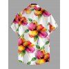 Men's Vacation Shirt Watercolor Floral Print Button Up Shirt - multicolor 5XL