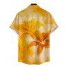 Men's Hawaiian Vacation Shirt Tie Dye Lily Floral Print Button Up Shirt - Jaune 5XL