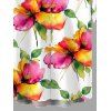 Men's Vacation Shirt Watercolor Floral Print Button Up Shirt - multicolor 5XL
