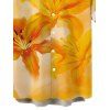 Men's Hawaiian Vacation Shirt Tie Dye Lily Floral Print Button Up Shirt - Jaune 5XL