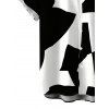 Casual Couple Outfit Monochrome Irregular Geometric Print Button Up Pocket Curved Hem Shirt Dress and Shirt Set - Noir S | US 4