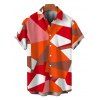 Vacation Couple Outfit Vintage Colorblock Geometric Print Spaghetti Strap Bodycon Dress and Shirt Set - Orange vif S | US 4