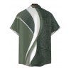 Hawaiian Vacation Couple Outfit Palm Leaf Abstract Curve Line Print Spaghetti Strap Bodycon Dress and Shirt Set - Vert Armée S | US 4