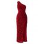 Robe de soirée longue fendue à paillettes et à une épaule - Rouge Vineux XL | US 10