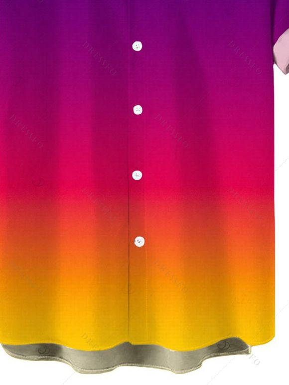 Men's Vacation Hawaiian Shirt Ombre Print Button Up Shirt - multicolor 5XL