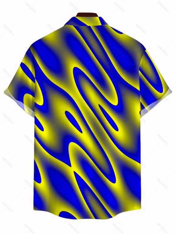 Men's Vacation Shirt Clorblock Abstract Fluid Swirl Print Button Up Shirt - multicolor A 5XL