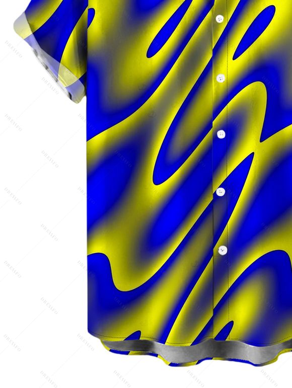 Men's Vacation Shirt Clorblock Abstract Fluid Swirl Print Button Up Shirt - multicolor A 5XL