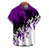 Men's Vacation Shirt Contrast Color Flame Print Button Up Shirt - Concorde S