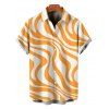 Men's Casual Shirt Swirl Abstract Wave Print Button Up Shirt - Orange 3XL