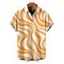Men's Casual Shirt Swirl Abstract Wave Print Button Up Shirt - WHITE 4XL