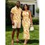 Vacation Couple Outfit Swirl Abstract Wave Print Bodycon Mermaid Maxi Dress and Shirt Set - ORANGE S | US 4