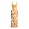 Vacation Dress Swirl Abstract Wave Print Bodycon Mermaid Maxi Dress - ORANGE M | US 6