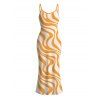 Vacation Dress Swirl Abstract Wave Print Bodycon Mermaid Maxi Dress - ORANGE XL | US 12