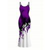 Vacation Dress Contrast Color Flame Print Bodycon Mermaid Maxi Dress - Concorde XXXL | US 16