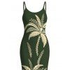 Hawaiian Vacation Dress Tropical Palm Tree Print Spaghetti Strap Maxi Bodycon Dress - Vert Armée XXL | US 14