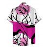Men's Hawaiian Vacation Shirt Colorblock Abstract Line Print Button Up Shirt - Rose Vif 5XL