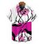 Men's Hawaiian Vacation Shirt Colorblock Abstract Line Print Button Up Shirt - Rose Vif 5XL