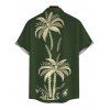 Men's Hawaiian Vacation Shirt Tropical Palm Tree Print Button Up Shirt - Vert Armée 5XL