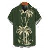 Men's Hawaiian Vacation Shirt Tropical Palm Tree Print Button Up Shirt - Vert Armée 5XL