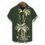 Men's Hawaiian Vacation Shirt Tropical Palm Tree Print Button Up Shirt - Vert Armée 5XL