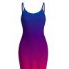 Vacation Hawaiian Dress Ombre Print Spaghetti Strap Maxi Bodycon Dress - multicolor XXL | US 14