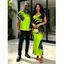 Vacation Couple Outfit Neon Contrast Color Liquid Flow Wave Print Spaghetti Strap Bodycon Maxi Dress and Shirt Set - Bleu Toile de Jean S | US 4