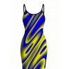 Vacation Couple Outfit Clorblock Abstract Fluid Swirl Print Spaghetti Strap Bodycon Maxi Dress and Shirt Set - multicolor A S | US 4