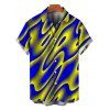 Men's Vacation Shirt Clorblock Abstract Fluid Swirl Print Button Up Shirt - multicolor A 5XL