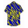 Men's Vacation Shirt Clorblock Abstract Fluid Swirl Print Button Up Shirt - multicolor A 5XL