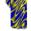 Men's Vacation Shirt Clorblock Abstract Fluid Swirl Print Button Up Shirt - multicolor A 5XL