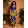 Vacation Dress Clorblock Abstract Fluid Swirl Print Spaghetti Strap Bodycon Maxi Dress - multicolor A XXL | US 14