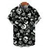 Men's Gothic Shirt Skulls Skeleton Rose Print Button Up Shirt - Noir 5XL