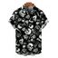 Men's Gothic Shirt Skulls Skeleton Rose Print Button Up Shirt - Noir 5XL