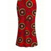 Vintage Dress Geometric Concentric Circle Print Spaghetti Strap Maxi Bodycon Dress - Rouge Cerise S | US 4