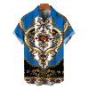 Men's Vacation Shirt Vintage Baroque Floral Print Button Up Shirt - multicolor A 5XL