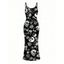 Gothic Dress Skulls Skeleton Rose Print Spaghetti Strap Maxi Bodycon Dress - Noir XXL | US 14