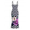 Vacation Dress Zig Zag Lily Floral Print Spaghetti Strap Maxi Bodycon Dress - multicolor A XXL | US 14