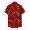 Men's Vintage Shirt Geometric Concentric Circle Print Button Up Shirt - Rouge Cerise S