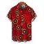 Men's Vintage Shirt Geometric Concentric Circle Print Button Up Shirt - Rouge Rose 5XL
