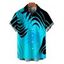 Men's Vacation Shirt Neon Contrast Color Liquid Flow Wave Print Button Up Shirt - Bleu Toile de Jean 5XL
