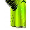 Men's Vacation Shirt Neon Contrast Color Liquid Flow Wave Print Button Up Shirt - Vert Jaune 5XL