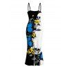 Vacation Gothic Dress Skulls Butterfly Pattern Spaghetti Strap Bodycon Maxi Dress - Bleu XXL | US 14