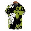 Hawaiian Vacation Couple Outfit Bicolor Hibiscus Floral Print Pocket Spaghetti Strap Dress and Shirt Set - Vert S | US 4