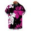 Men's Hawaiian Vacation Shirt Bicolor Hibiscus Floral Print Button Up Shirt - Rose Vif 5XL