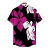 Hawaiian Vacation Couple Outfit Bicolor Hibiscus Floral Print Pocket Spaghetti Strap Dress and Shirt Set - Rose Vif S | US 4