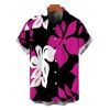 Hawaiian Vacation Couple Outfit Bicolor Hibiscus Floral Print Pocket Spaghetti Strap Dress and Shirt Set - Rose Vif S | US 4