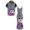 Vacation Couple Outfit Zig Zag Lily Floral Print Spaghetti Strap Maxi Bodycon Dress and Shirt Set - multicolor A S | US 4