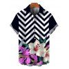 Vacation Couple Outfit Zig Zag Lily Floral Print Spaghetti Strap Maxi Bodycon Dress and Shirt Set - multicolor A S | US 4