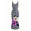 Vacation Couple Outfit Zig Zag Lily Floral Print Spaghetti Strap Maxi Bodycon Dress and Shirt Set - multicolor A S | US 4